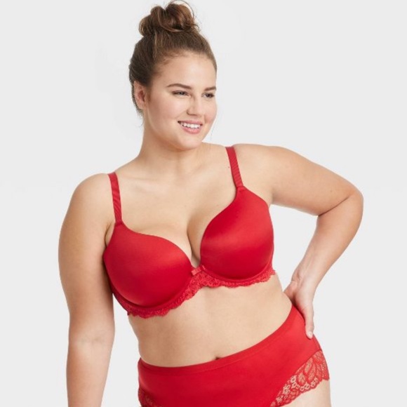 Auden Women's Bra 44C Smooth Lace Plunge Push-Up - Picture 3 of 5